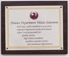 finance values statement