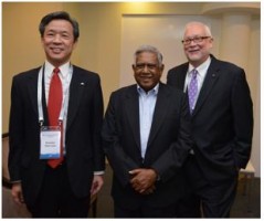 From left to right: Kuotsai Tom Liou, ASPA Immediate Past President, S. R. Nathan, former president of the Republic of Singapore and Stephen Condrey, ASPA President.